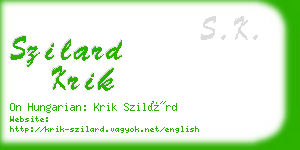 szilard krik business card